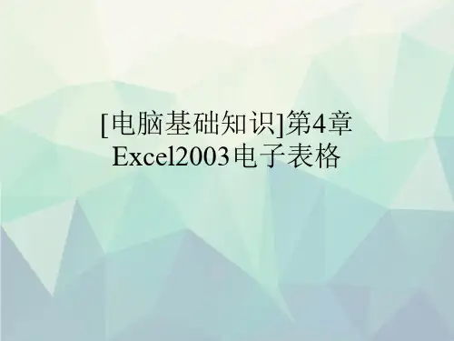 [电脑基础知识]第4章Excel2003电子表格文稿演示