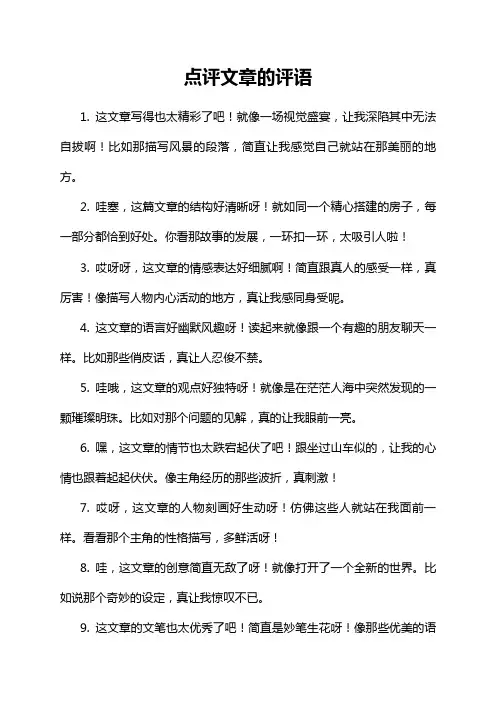 点评文章的评语
