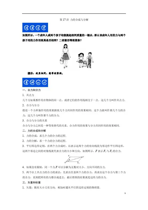 第17讲 力的合成与分解——2022年【衔接教材】初高中物理完美衔接(解析版)