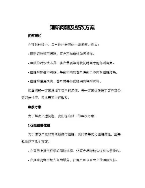 理赔问题及整改方案