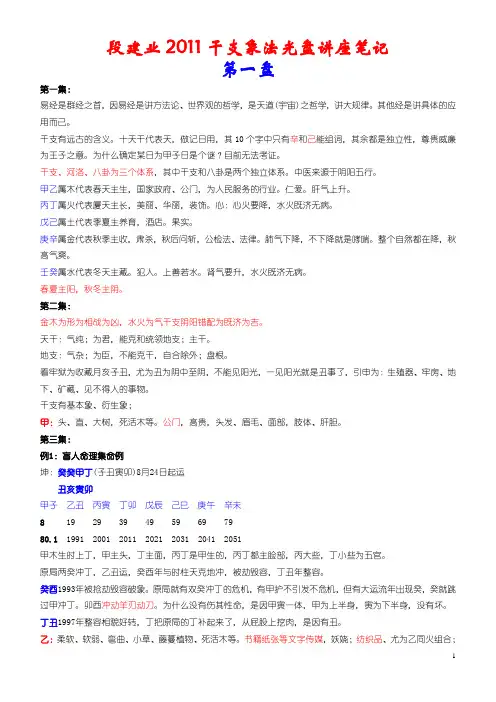 段建业2011干支象法光盘讲座笔记分析