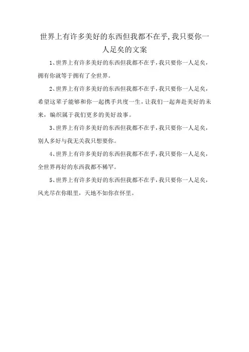 世界上有许多美好的东西但我都不在乎,我只要你一人足矣的文案