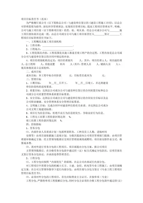 项目目标责任书