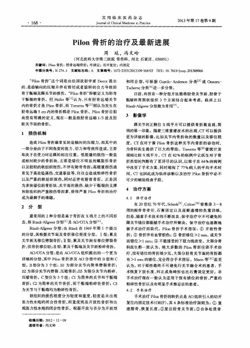 Pilon骨折的治疗及最新进展