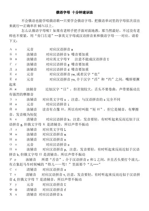 俄语字母发音速记