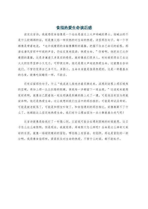 食指热爱生命读后感