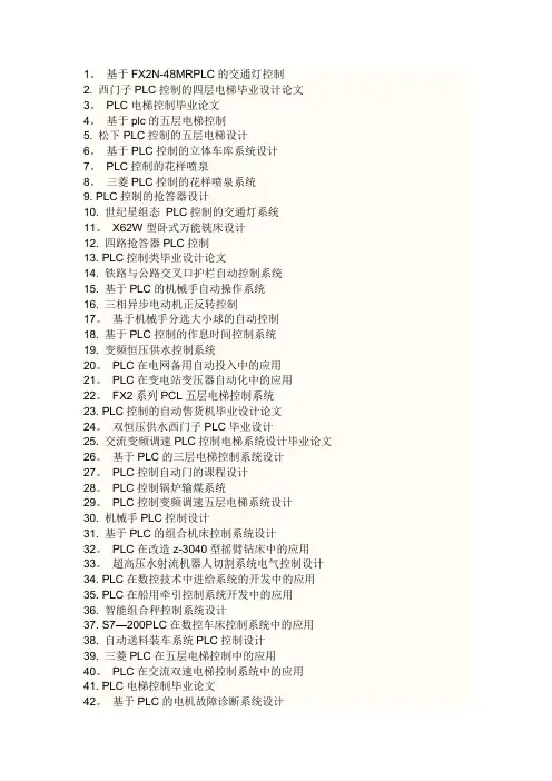 基于plc的84个毕业论文题目