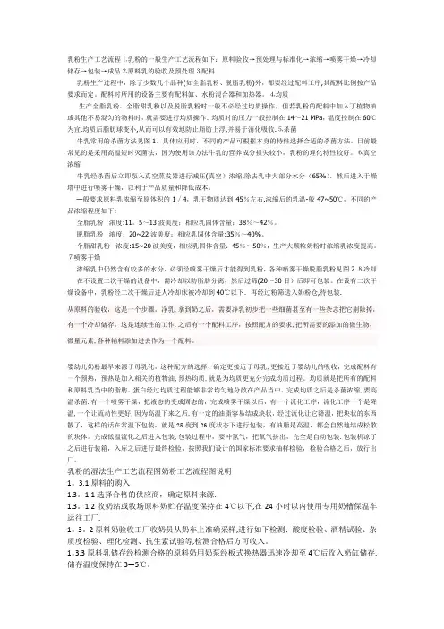 乳粉生产工艺流程