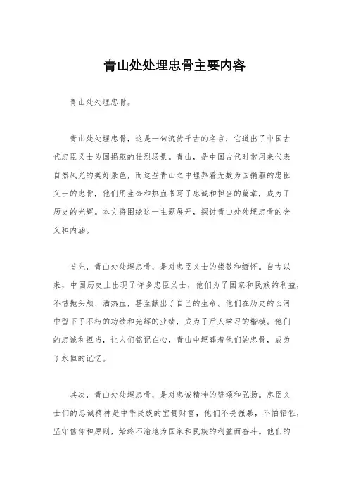 青山处处埋忠骨主要内容