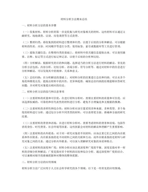 材料分析方法期末总结