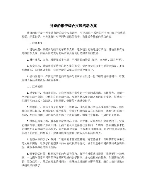 神奇的影子综合实践活动方案