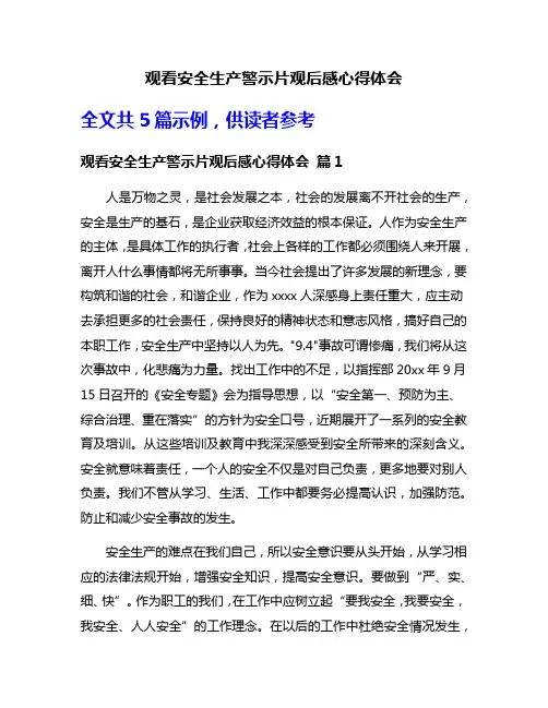 观看安全生产警示片观后感心得体会