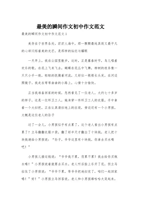 最美的瞬间作文初中作文范文