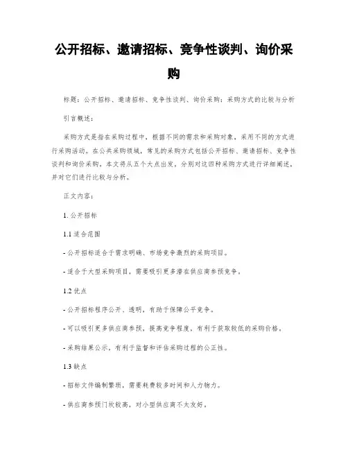 公开招标、邀请招标、竞争性谈判、询价采购