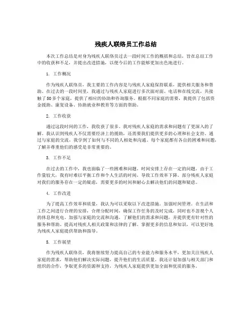 残疾人联络员工作总结