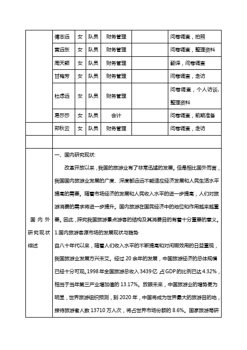 (市场分析)关于对旅游景点客源市场调查及促进旅游产品开发的分析
