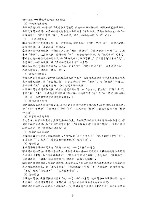 初中语文文言文词类活用汇总