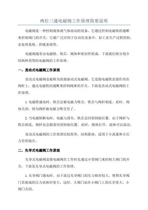 两位三通电磁阀工作原理简要说明