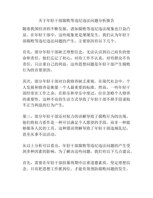 关于年轻干部腐败等违纪违法问题分析报告
