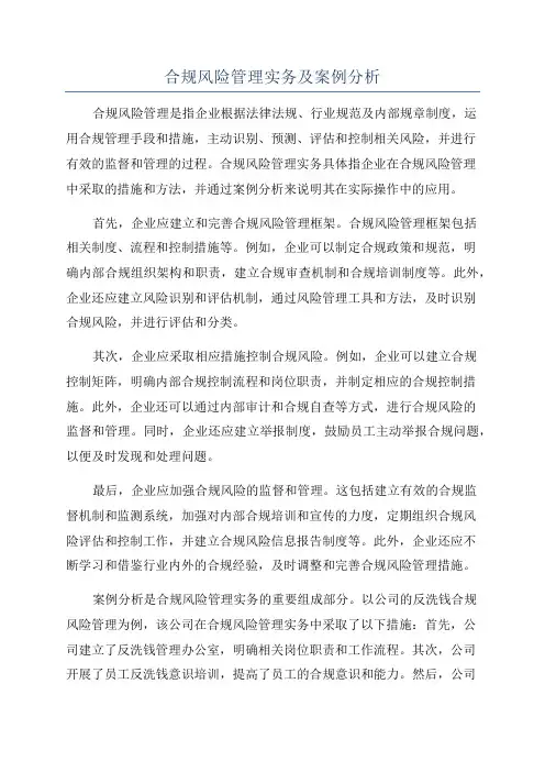 合规风险管理实务及案例分析