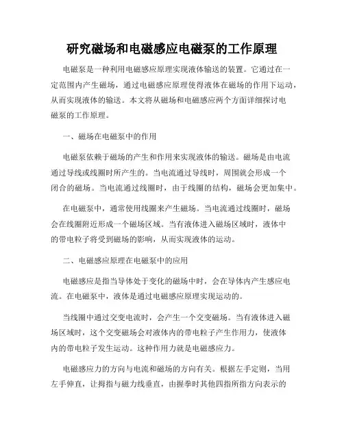 研究磁场和电磁感应电磁泵的工作原理