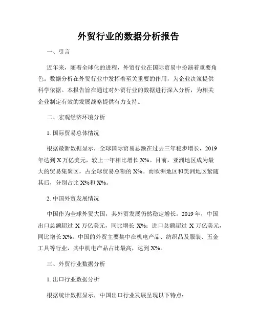 外贸行业的数据分析报告