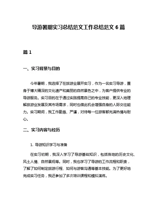 导游暑期实习总结范文工作总结范文6篇