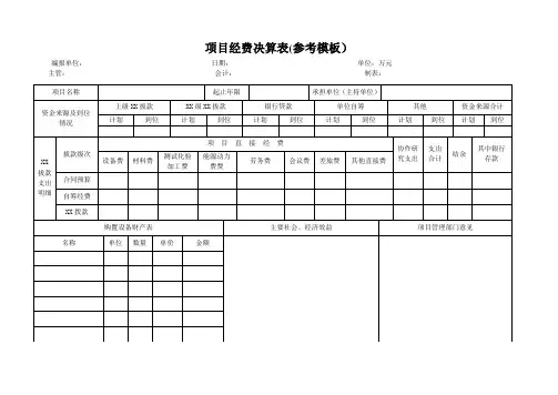 项目经费决算表格式参考模板
