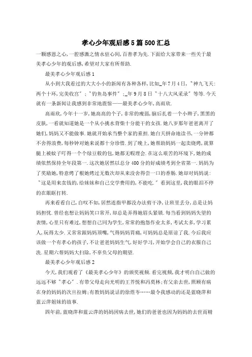 孝心少年观后感5篇500汇总