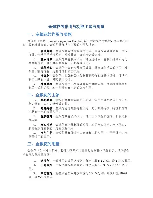 金银花的作用与功能主治与用量