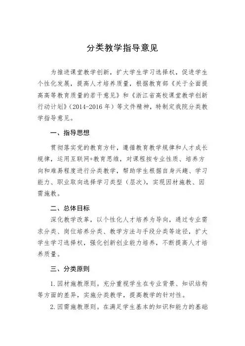 分类教学指导意见