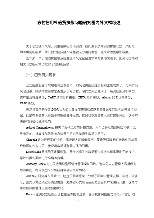 《农村信用社信贷操作问题研究国内外文献综述2500字》