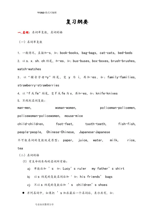 苏教版小学六年级英语毕业复习资料(全)
