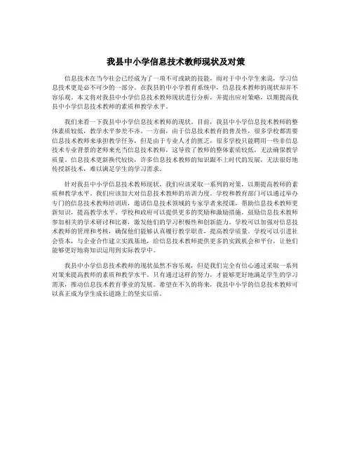 我县中小学信息技术教师现状及对策
