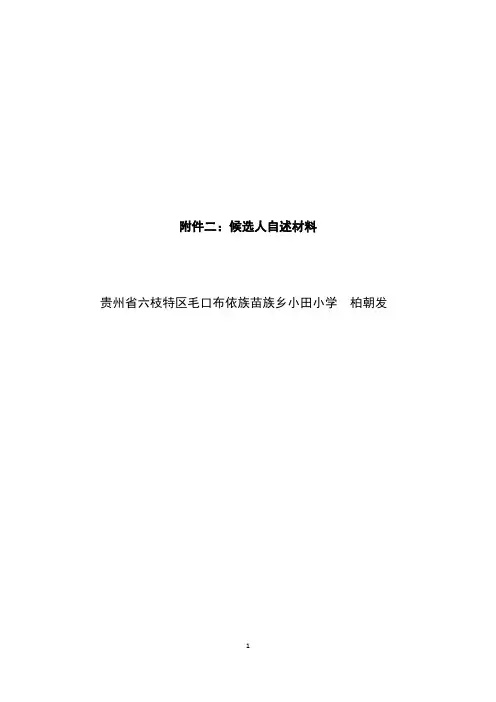 马云乡村教师奖候选人自述材料空