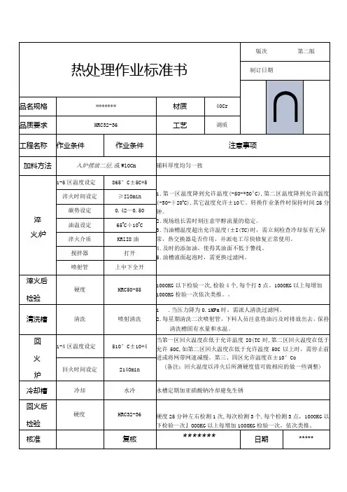 热处理作业标准书范本