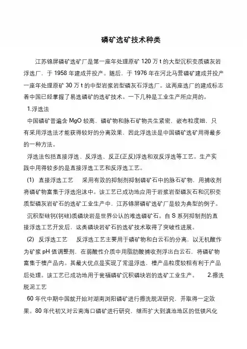 磷矿选矿技术种类