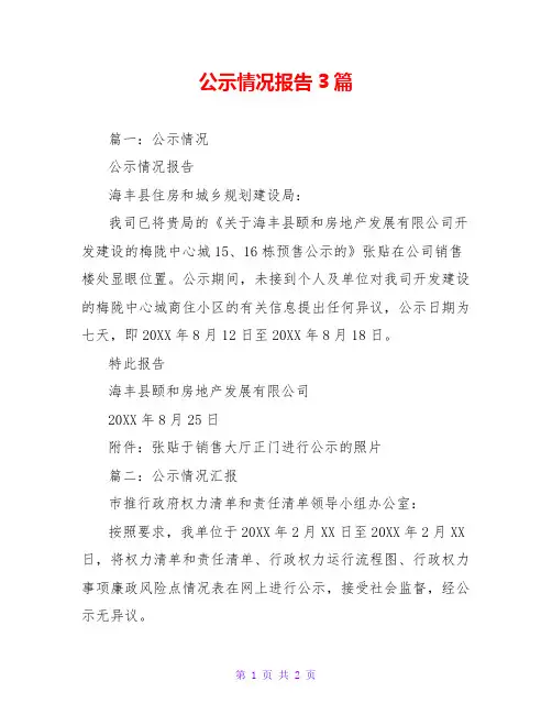 公示情况报告3篇