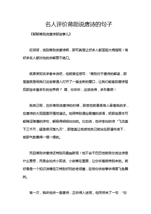 名人评价蒋勋说唐诗的句子