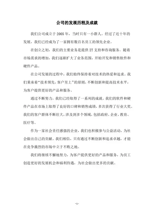 公司的发展历程及成就