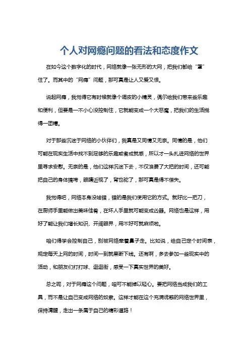 个人对网瘾问题的看法和态度作文