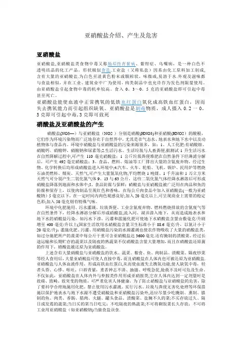 亚硝酸盐介绍、产生及其危害