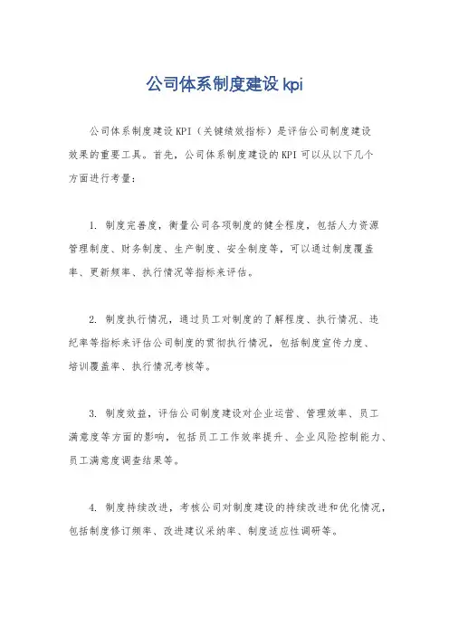 公司体系制度建设kpi