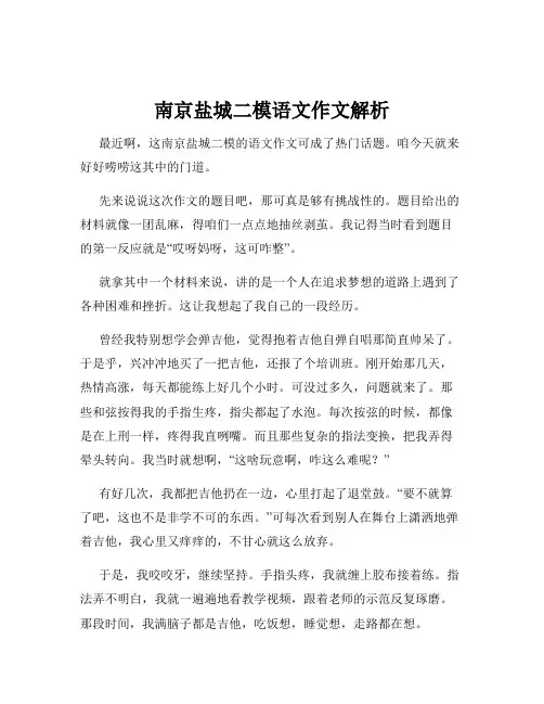 南京盐城二模语文作文解析