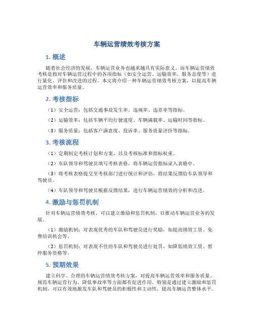 车辆运营绩效考核方案