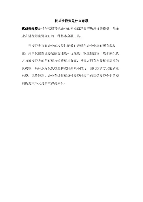 权益性投资是什么意思