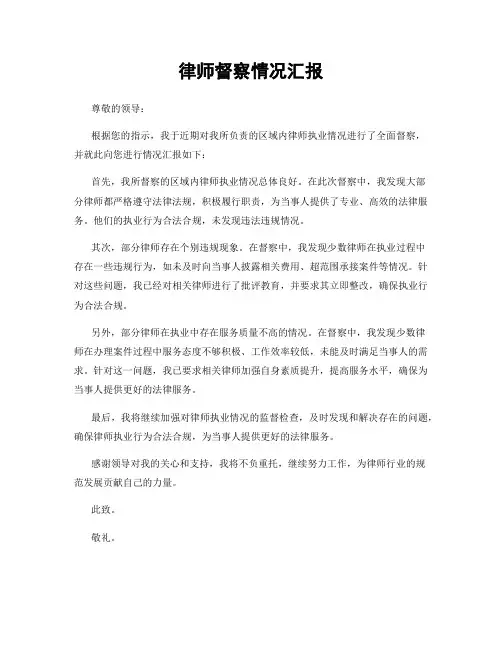 律师督察情况汇报