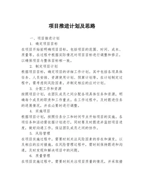 项目推进计划及思路