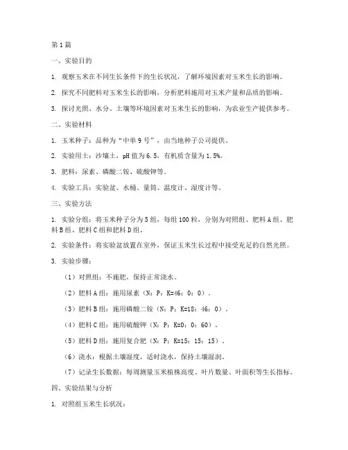 用玉米做实验报告(3篇)