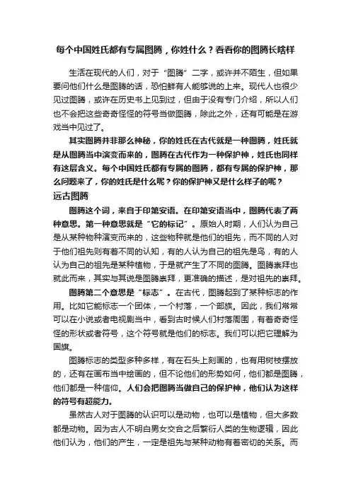 每个中国姓氏都有专属图腾，你姓什么？看看你的图腾长啥样